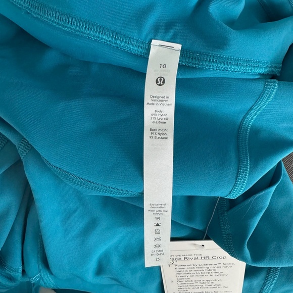 NWT lululemon - Pace Rival Crop 22" Hawaiian Blue - Picture 4 of 4